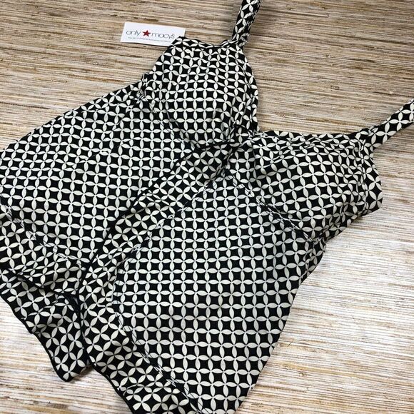 T-46 Swim solutions Bust support tankini top  BLACK WHITE size 8 new - Picture 1 of 1